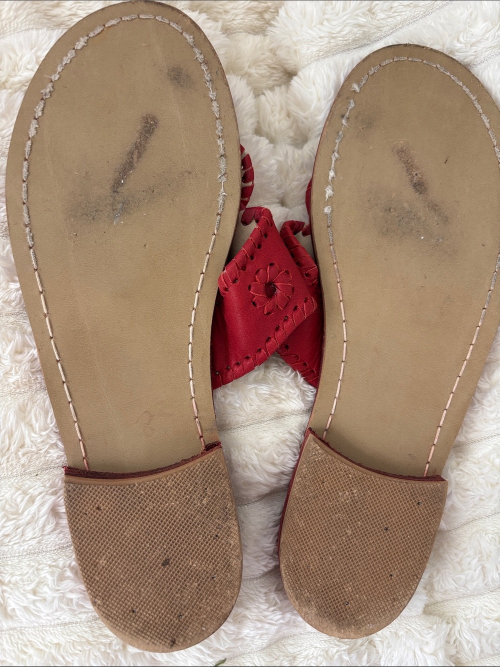 Jack Rogers Red Leather Slide Sandals - Picture 3 of 6